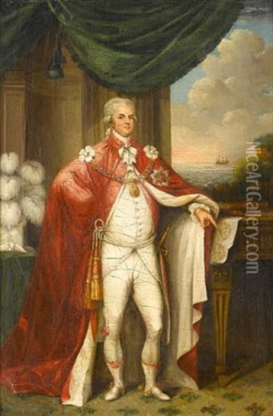 Portrait Of George, 1st Earl Macartney, Wearing The Robes And Insignia Of The Order Of The Bath Oil Painting - Thomas Hickey