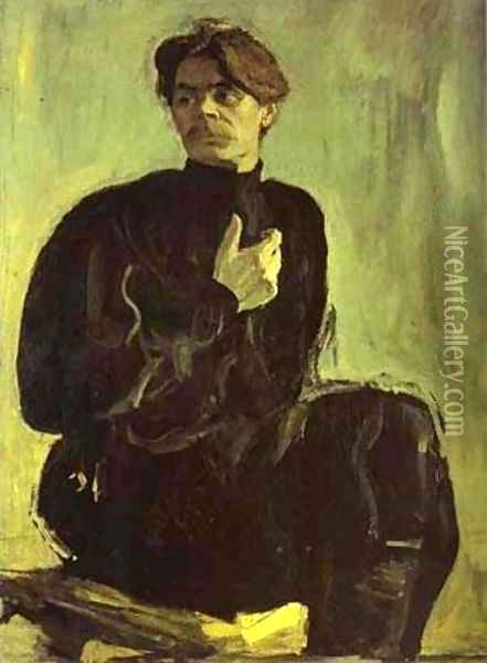 Portrait Of The Writer Maxim Gorky 1905 Oil Painting - Valentin Aleksandrovich Serov