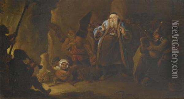 The Wealthy Merchant In The Netherworld. Oil Painting - David The Younger Teniers