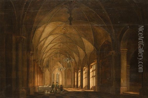 Innenraum Eines Gotischen Saals Oil Painting - Ludwig Kohl