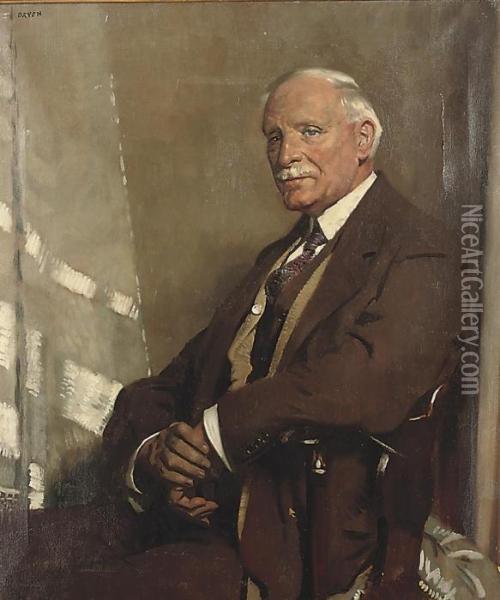 Portrait Of A Gentleman, Seated Half-length, In A Brown Three-piecesuit Oil Painting - Sir William Newenham Montague Orpen
