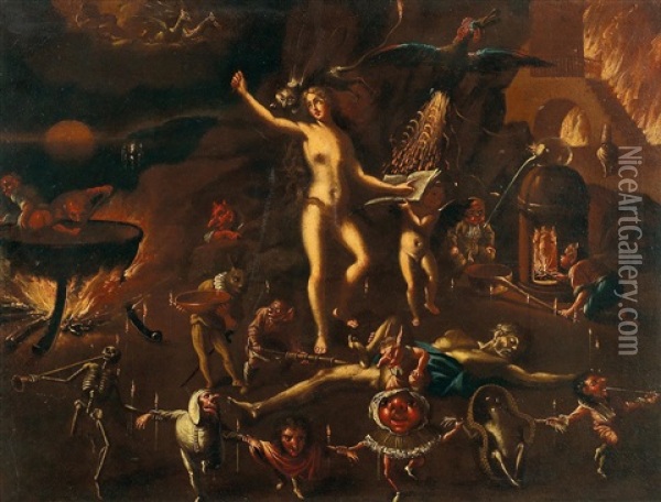 A Witchcraft Scene Oil Painting - Joseph Heintz the Younger