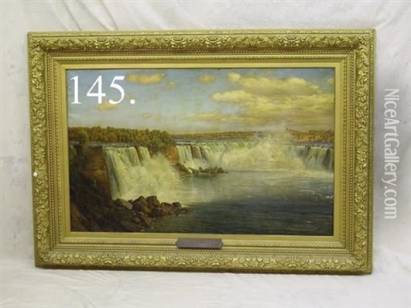 Panoramic View Of Niagara Falls Oil Painting - Josef Schoyerer