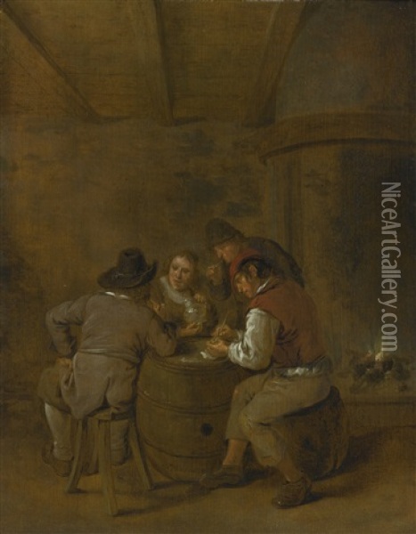 Smokers And Drinkers In A Tavern Oil Painting - Jan Miense Molenaer