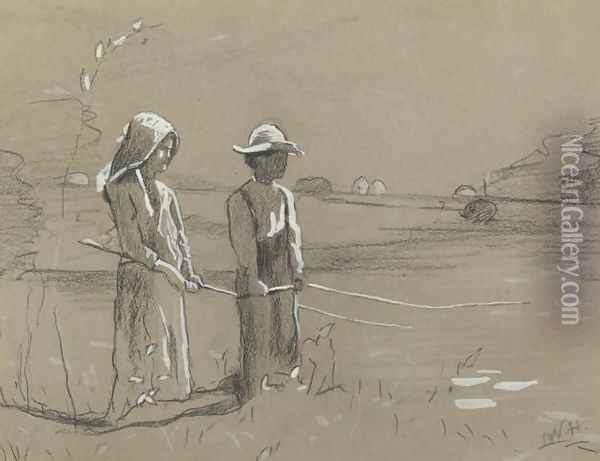 Fishing in the Pond Oil Painting - Winslow Homer