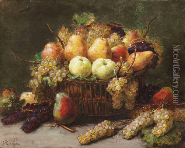 A Still Life With Fruit Oil Painting - Alexis Kreyder