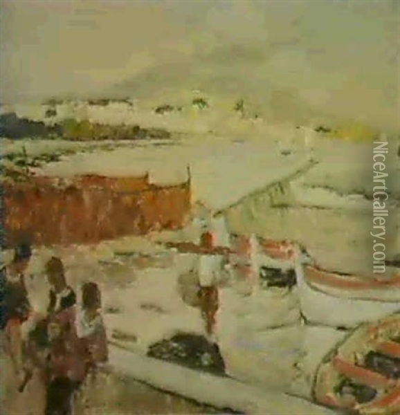La Baie De Naples Et Le Vesuve Oil Painting - Fernand Allard L'Olivier