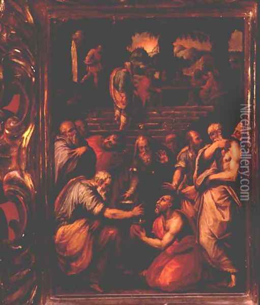 The Prophet Elisha cleansing Naaman, 1560-70 Oil Painting - Giorgio Vasari