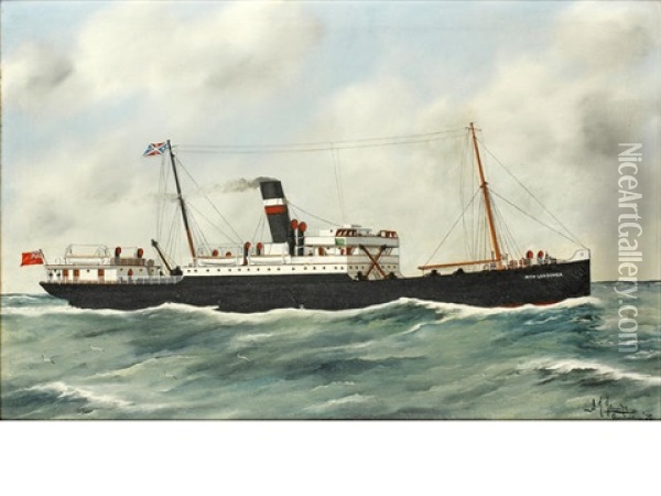 The Ss Londoner At Sea Oil Painting - Alfred Jansen