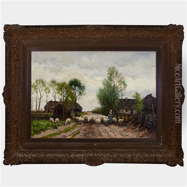 Leading The Flock Oil Painting - Johannes Karel Leurs