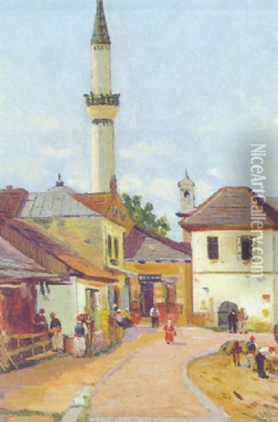 Motiv Aus Banjaluka In Bosnien Oil Painting - Adolf Schwarz