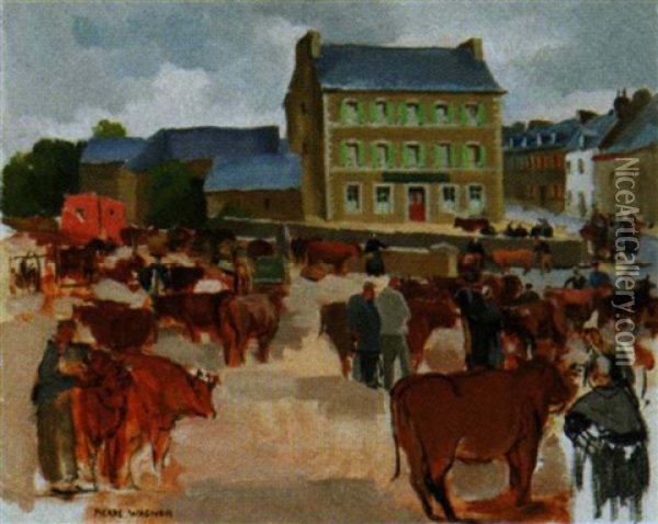 Marche Aux Bestiaux En Bretagne Oil Painting - Pierre Wagner