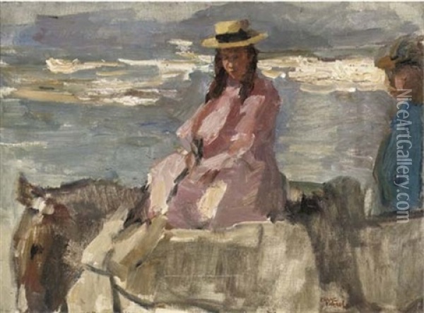 The Donkey Ride On The Beach Of Scheveningen Oil Painting - Isaac Israels