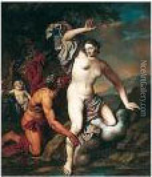 Alpheus And Arethusa Oil Painting - Arnold Houbraken