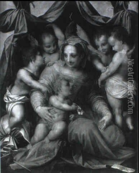 Vierge Et L'enfant Entouree D'anges Oil Painting - Andrea Del Sarto