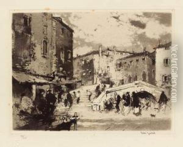 Marche A Venise. 1930. Oil Painting - Ferdinand Jean Luigini