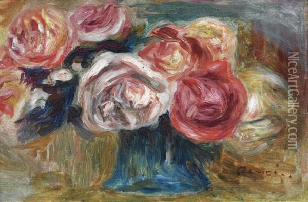 Bouquet De Roses Dans Un Vase Oil Painting - Pierre Auguste Renoir