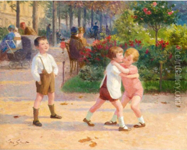 Enfants Au Parc Oil Painting - Victor-Gabriel Gilbert