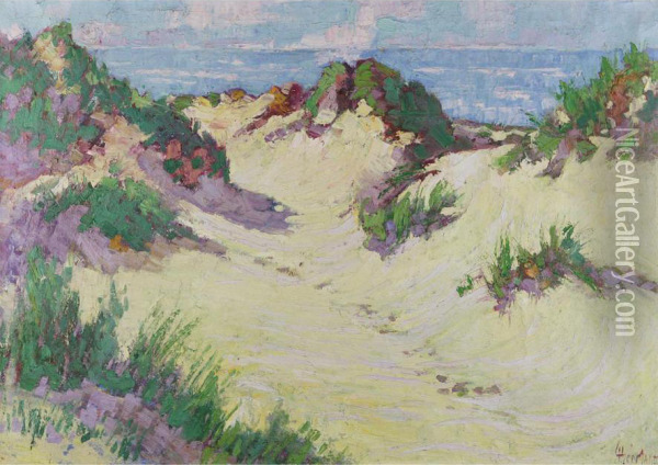 Dunes A La Panne Oil Painting - Herve Geerlandt