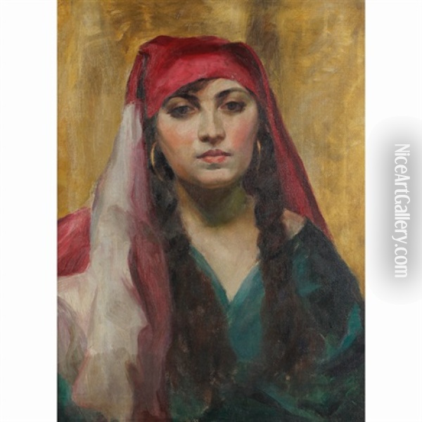 Orientalist Portrait Of A Lady Oil Painting - William Forsyth