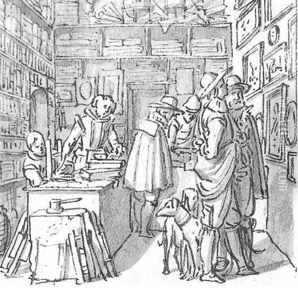 Book and Picture Shop 1628 Oil Painting - Salomon de Bray