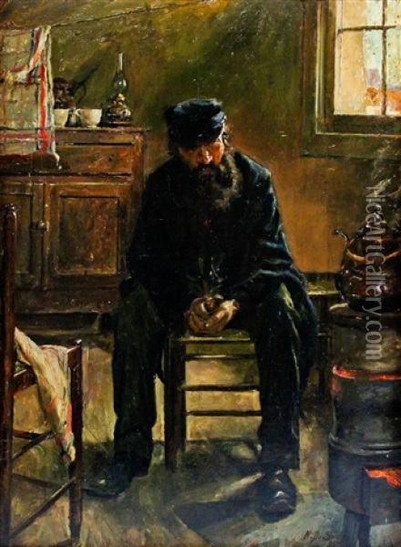 Man Sitting At The Stove Oil Painting - Henri de Smeth
