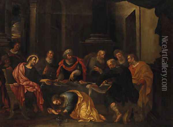 Christ in the House of Simon the Pharisee Oil Painting - Jacopo Tintoretto (Robusti)