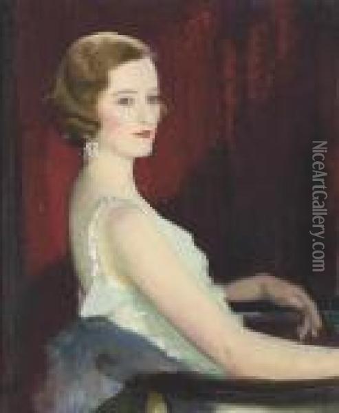 Portrait Of Miss Beaton Oil Painting - George Spencer Watson