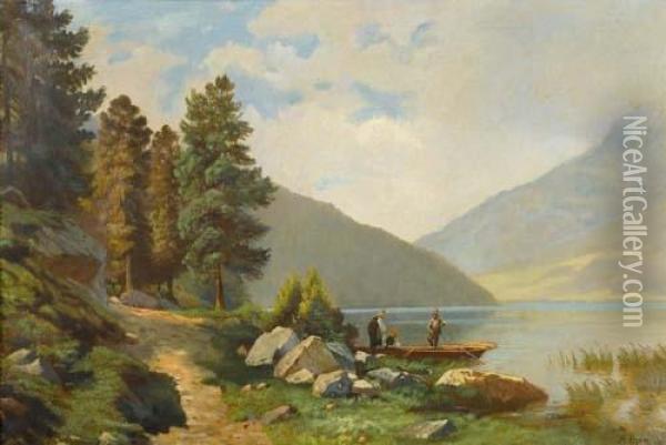 Berglandschaft Mit See. Oil Painting - Antonio Reina