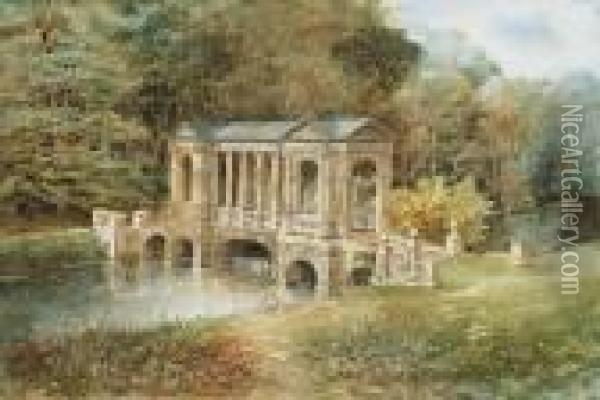 The Palladian Bridge, Prior Park, Bath Oil Painting - William Tatton Winter