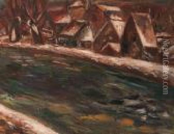 A Village Along A River Oil Painting - Leo Gestel