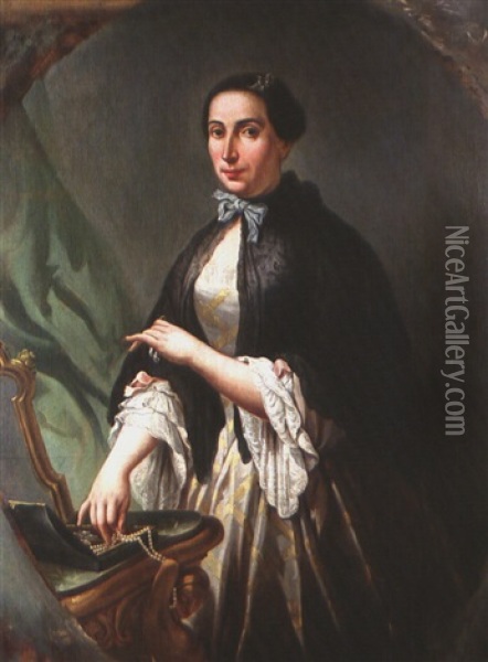 Portrait Einer Dame Mit Schleife Oil Painting - Felice Cerruti Bauduc