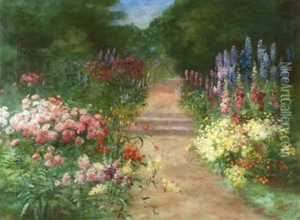 Flower Path, Nantucket Island Oil Painting - Frederick M. Fenety