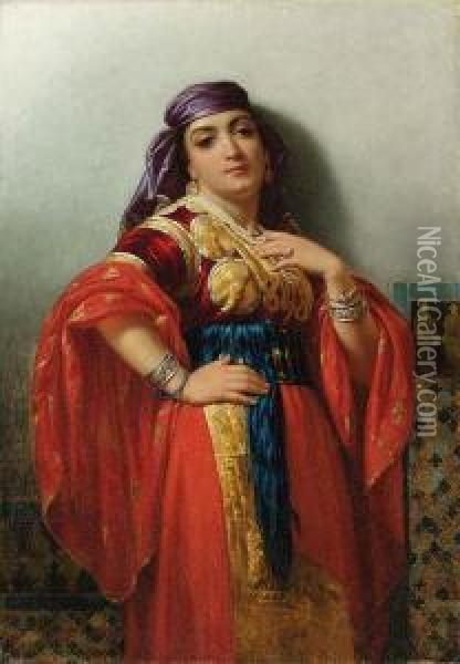 The Oriental Beauty Oil Painting - Charles Emile Hippolyte Lecomte-Vernet