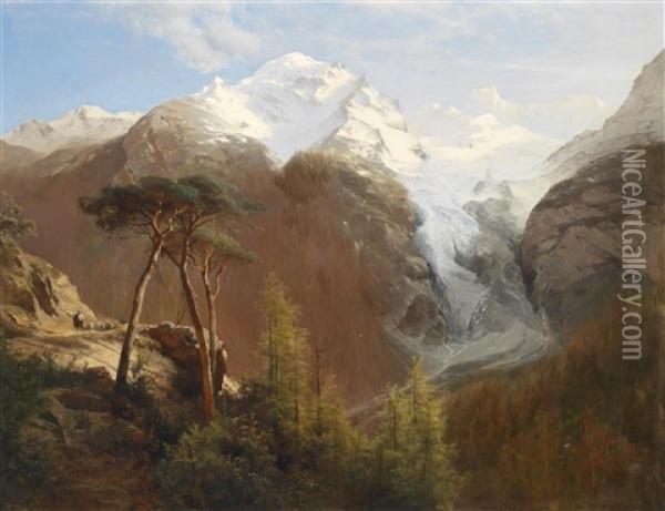 Blick Auf Den Ortler Oil Painting - Leopold Heinrich Voescher