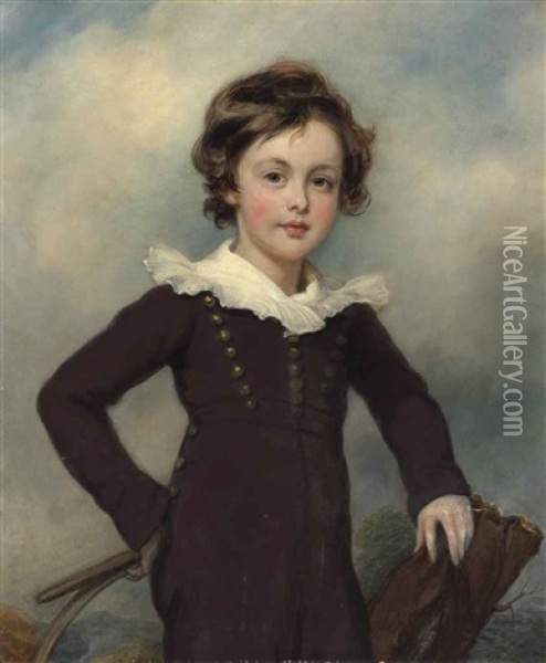 Portrait Of Martin Farquar Tupper, Three-quarter-length Oil Painting - Arthur William Devis