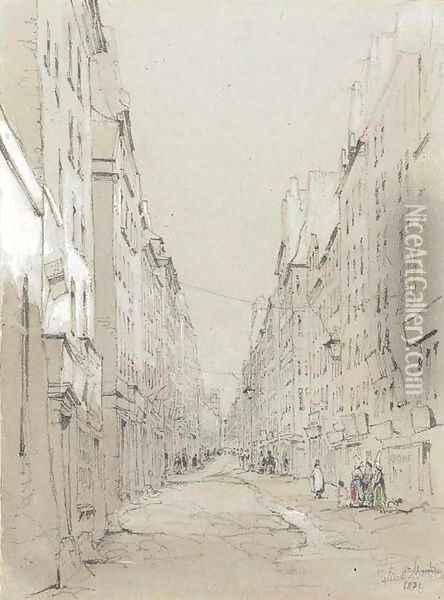 Rue Saint Martin, Paris Oil Painting - John Scarlett Davis