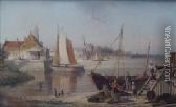 A Viewof Flushing Oil Painting - William Raymond Dommersen