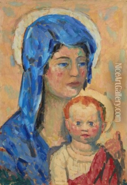 Vierge A L'enfant Oil Painting -  Marcel-Lenoir (Jules Oury)