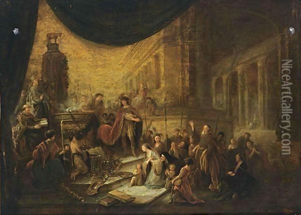 The Israelites Worship The Golden Calf Oil Painting - Jacob Willemsz de Wet the Elder