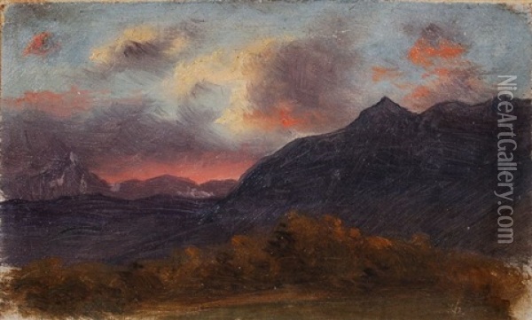 Abendliche Berglandschaft Oil Painting - Ludwig Heinrich Theodor (Louis) Gurlitt