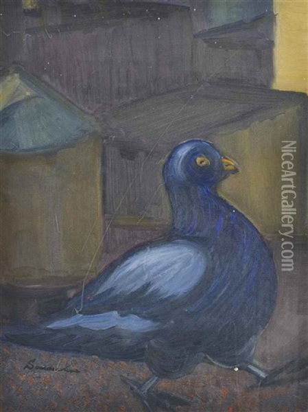 Pigeon Oil Painting - Sergei Yur'Evich Sudeikin