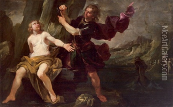 Perseus Befreit Andromeda, Perseo Libera Andromeda Oil Painting - Gioacchino Assereto