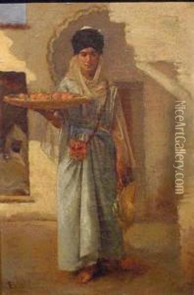 Arab Woman Carrying Oranges Oil Painting - Eugene Vincent Vidal