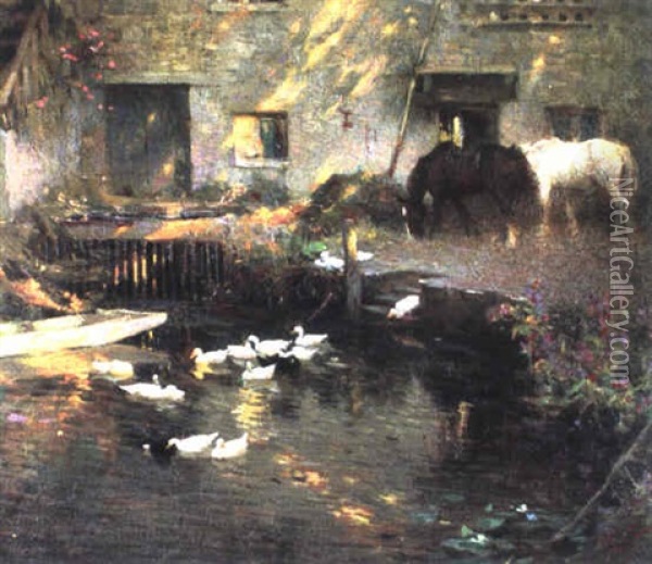 The Pond Oil Painting - Frederick Hall