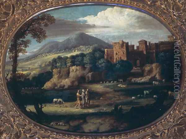 Landscape with the Aged and Blind Tobit Oil Painting - Pietro Paolo Bonzi
