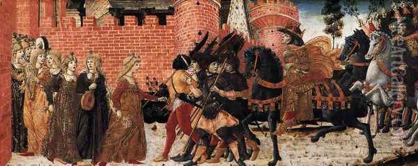The Meeting of Jephthah and his Daughter c. 1470 Oil Painting - Benvenuto Di Giovanni Guasta