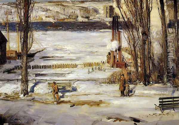A Morning Snow Oil Painting - George Wesley Bellows