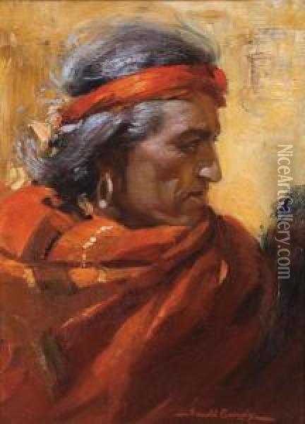 Zuni Chief Oil Painting - Ira Diamond Gerald Cassidy