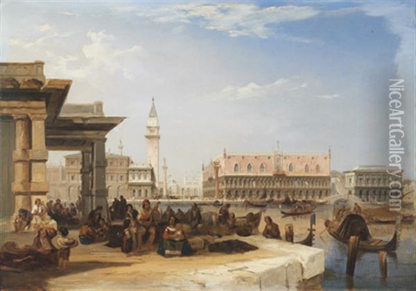Vue De Venise Oil Painting - Edward Pritchett